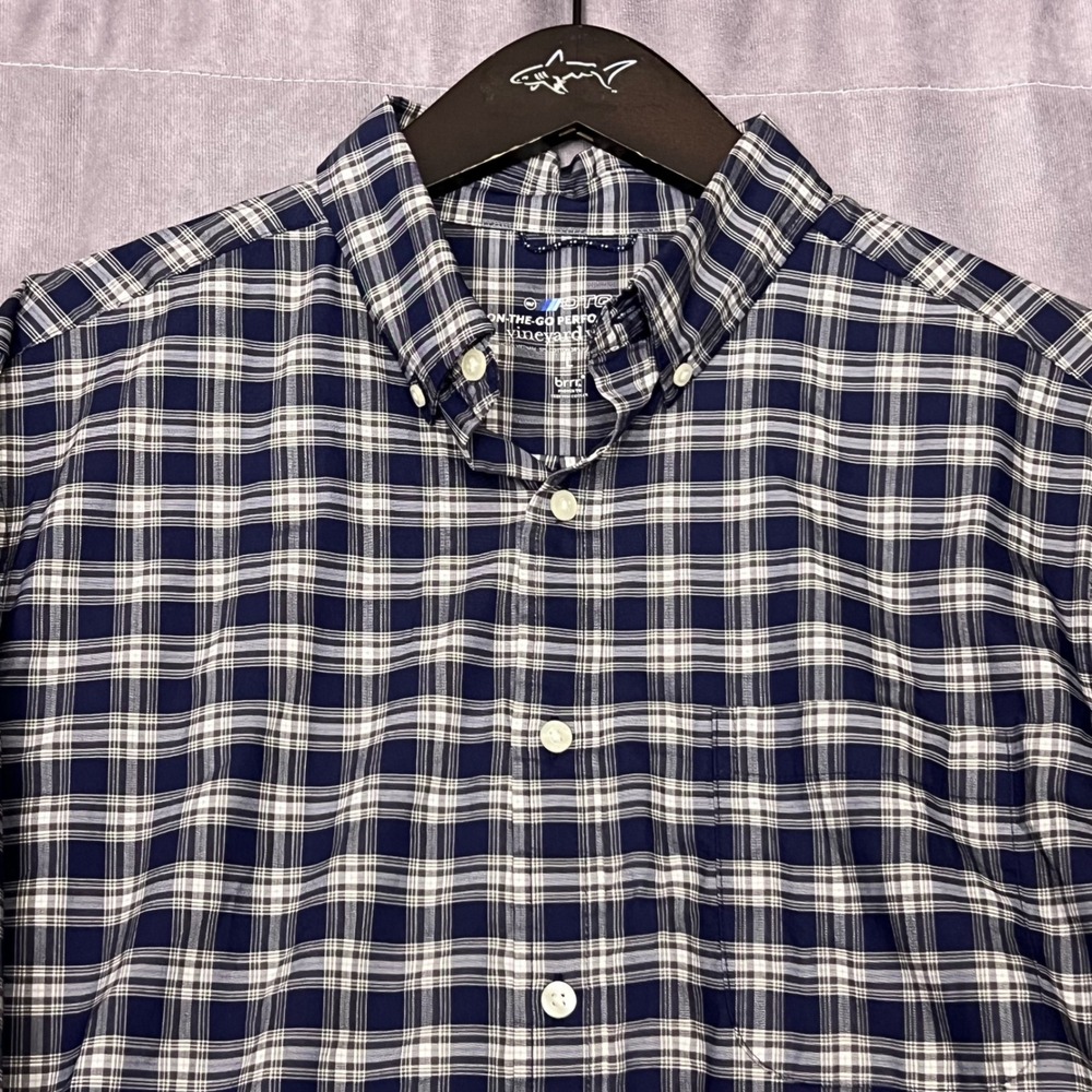 Vineyard Vines OTG Performance Shirt Mens Large Blue Plaid Excellent Stretch